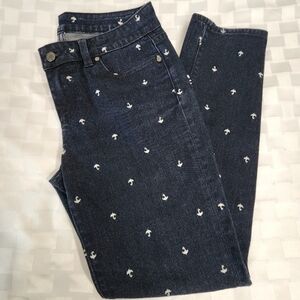 Talbots Slim Ankle Dark Wash Embroidered Umbrella Women's Jeans   Size 6p / 28